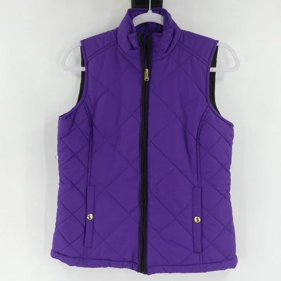 Lauren Ralph Lauren Purple Quilted Puffer Vest Full Zip Sleeveless Womens Small - Picture 1 of 10